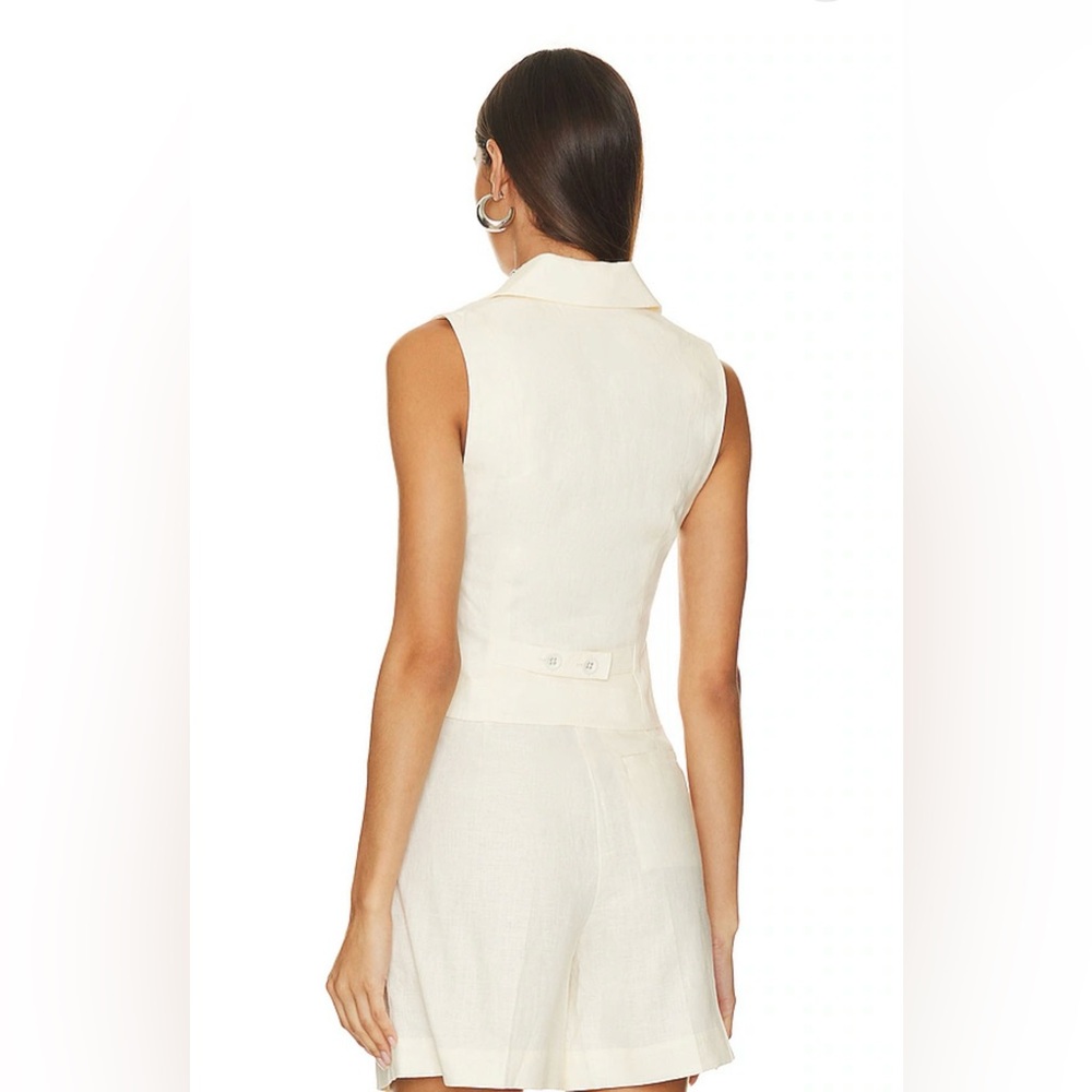 L'Academie Carinne Linen Vest Top in Creme Sz S - Picture 3 of 7